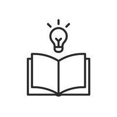 Fine line learning icon symbolizing productive study and knowledge expansion, ideal for education visuals, productivity tools and exam preparation resources