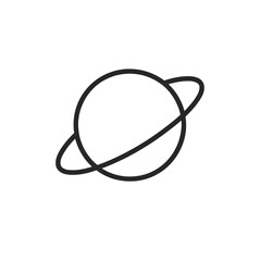 Fine line planet icon with orbit ring, ideal for astronomy visuals, solar system education and scientific space-related content