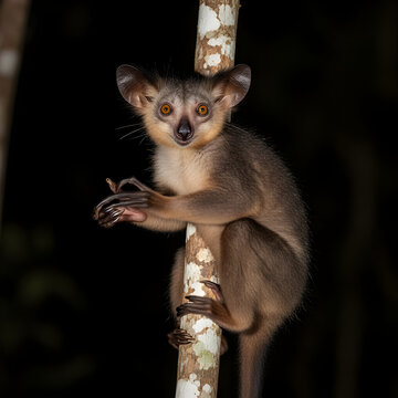 Mouse Lemur With Bright Eyes at Night
