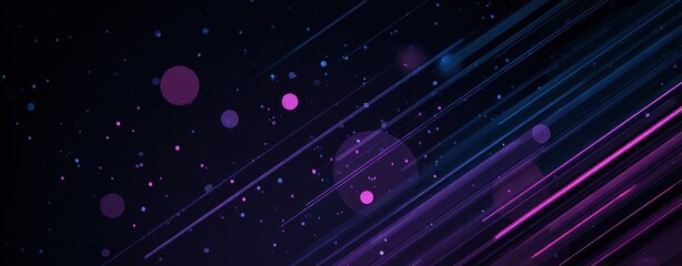 Abstract dark background with diagonal glowing lines and floating circles