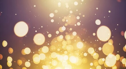 Golden sparkling bokeh abstract festive light effect