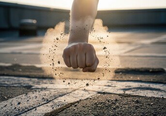Boxer hitting ground with his fist powerfully | boxing, boxer, fighting, punch, athlete, gloves, training, action, combat sport, strength