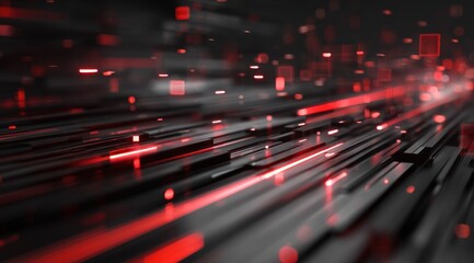 Abstract dark background with motion blur and glowing red lights