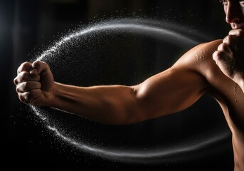 Boxer throwing a punch creating water splash effect | boxing, boxer, fighting, punch, athlete, gloves, training, action, combat sport, strength