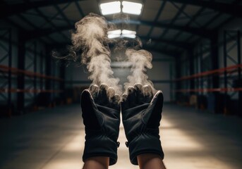 Gloves holding heat up in industrial cold area | boxing, boxer, fighting, punch, athlete, gloves, training, action, combat sport, strength