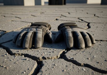 Gloves on the ground cracked surface outdoor shot | boxing, boxer, fighting, punch, athlete, gloves, training, action, combat sport, strength