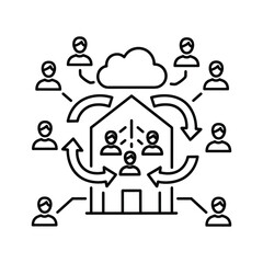 Remote work collaboration, home office team, cloud connectivity