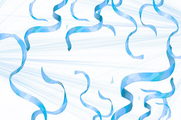 Flowing blue ribbons with subtle light rays isolated on transparent background