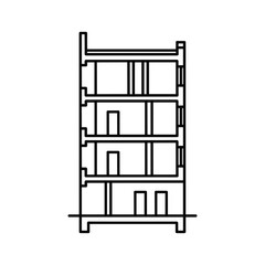 Minimalistic line art server rack icon for data storage concept