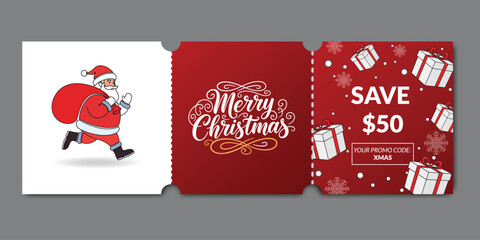 Christmas Savings Coupon Merry Festive Season Santa Gift Card Offer Promo