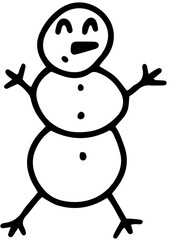 Illustration vectorielle joyeuse et simple d'un bonhomme de neige. Le design de style doodle est idéal pour les thèmes d'hiver, les cartes de vœux pour enfants