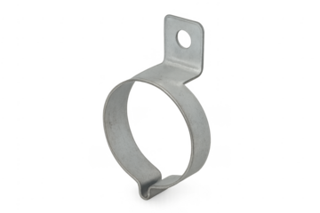 Galvanized metal conduit pipe clamp on transparent background