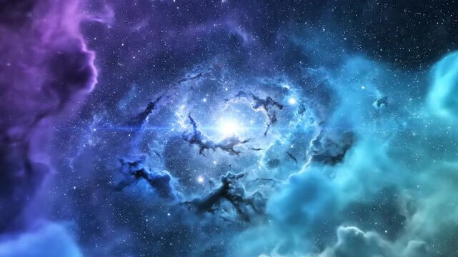 Abstract nebula formation with stars and cosmic dust in deep space