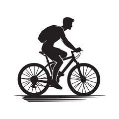 Silhouette of a person cycling outdoors on a sunny day