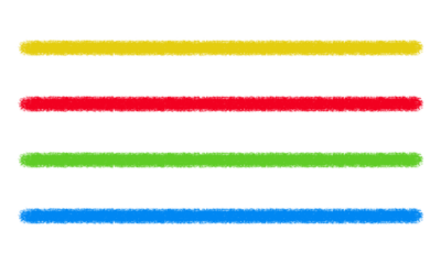 Colorful brush stroke texture set with vibrant horizontal paint lines in yellow red green and blue on transparent background for creative design