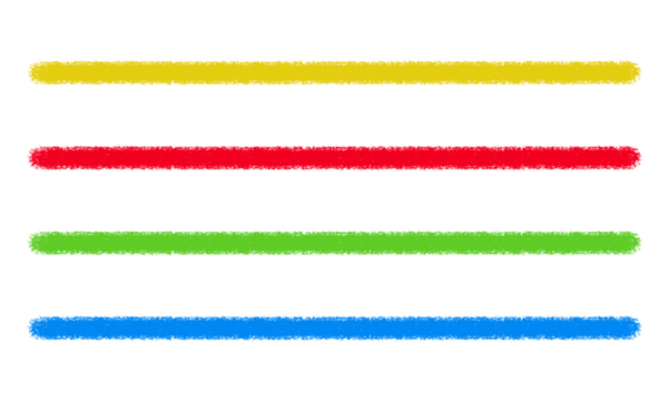 Colorful brush stroke texture set with vibrant horizontal paint lines in yellow red green and blue on transparent background for creative design