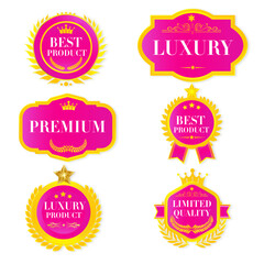 Stylish Pink and Gold Luxury Label Badge Set