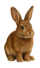 Soft brown-furred rabbit with long ears, native to Europe.