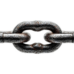 Obraz premium Close up of a heavy duty metal chain link with rust and texture isolated on transparent background