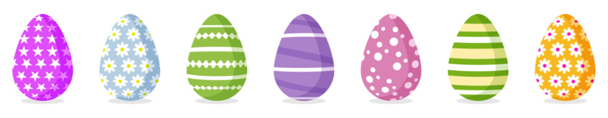 Set of Happy Easter eggs with different texture