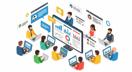 Obraz premium Collaboration, Data Visualization, and Remote Work in a Digital Team