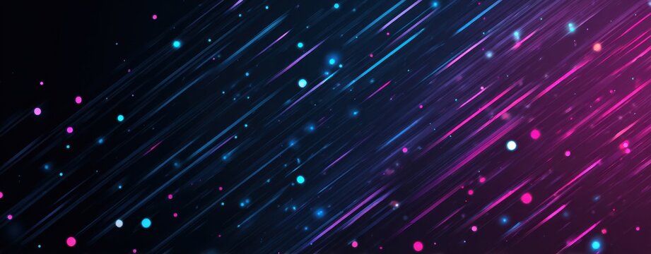 Abstract dark background with diagonal glowing blue and magenta light streaks