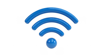 Blue 3 D Wi- Fi Signal Icon isolated on a transparent background
