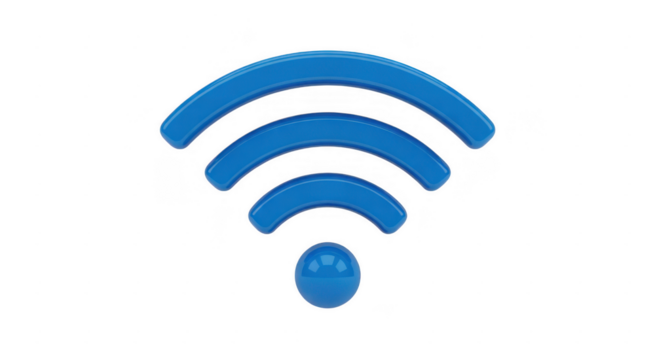 Blue 3 D Wifi Symbol isolated on a transparent background