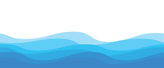 Seamless sea waves pattern. Water wave abstract design. Blue ocean wave layer