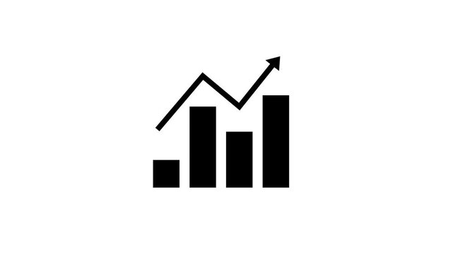 Growth icon set 4k animation. Containing arrow up, growing graph, business chart icons on white and green skin