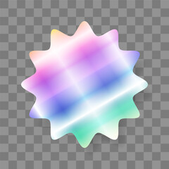 Holographic Y2K vector sticker star shape. Isolated iridescent gradient futuristic label template on checkered backdrop. Vintage, Nostalgia, 90s style