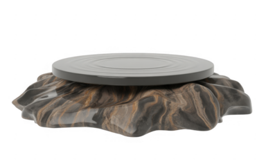 Circular platform with rippled surface on marbled base isolated on a transparent background