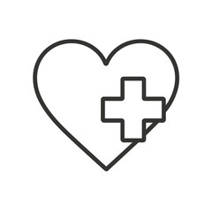 Obraz premium Fine line medical health icon symbolizing care and wellness, ideal for healthcare platforms, fitness apps and medical infographic design