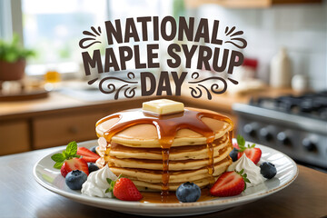 National Maple Syrup Day Pancakes with Fresh Fruit Topping