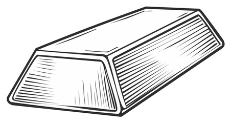 Graphic Illustration of a Shiny Gold Bar with Engraved Lines