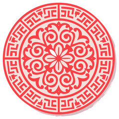 Red and White Circular Chinese Traditional Pattern Design