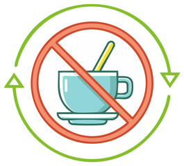 No Coffee Cup Symbol with Circular Arrows Indicating Prohibition or Restrictions