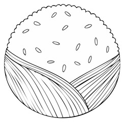 Rice Ball Illustration Simple Food Drawing Onigiri Snack Black and White