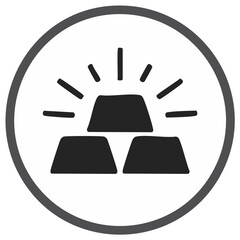 Shiny gold bars icon representing wealth and success within a circle