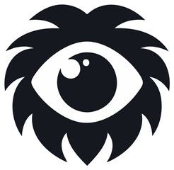 Stylized Graphic Eye Icon with Furry Spiky Outline and Pupil