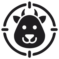 Cow Target Symbol Silhouette Icon Animal Head in Sight Line