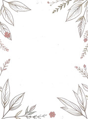 Nature's Embrace: An artistic floral illustration, depicting delicate leaves and flowers frame the open space, inviting a sense of tranquility and natural beauty.