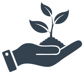 Hand holding plant sprout for growth, new life, eco friendly, sustainability