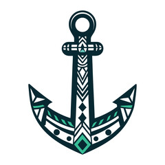Tribal Anchor Vector with Teal Accents Vector Icon Set of Various Transportation Vehicles