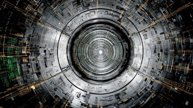 Futuristic Bank Vault Door Digitally Glitched and Opening in a High-Tech Financial Crime Scene