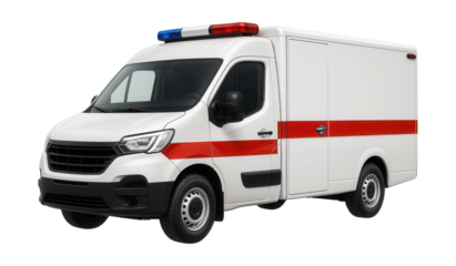 Lightweight ambulance truck with a sealed medical storage area.