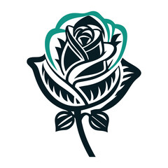 Tribal Rose Vector Icon with Teal Accent Vector Icon Set of Various Transportation Vehicles