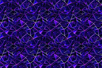 Unique seamless abstract geometric motif. Shifting holographic brilliance, bold crystalline shapes. Excellent for textile art, product packaging, digital interfaces, event decor.