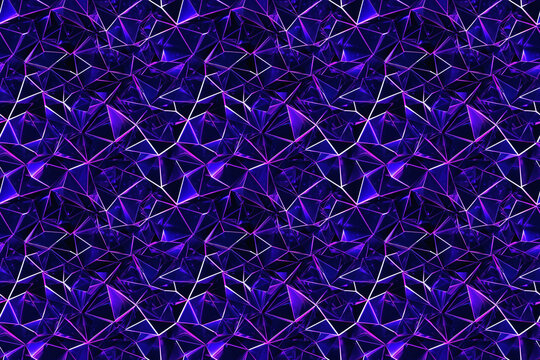 Unique seamless abstract geometric motif. Shifting holographic brilliance, bold crystalline shapes. Excellent for textile art, product packaging, digital interfaces, event decor.