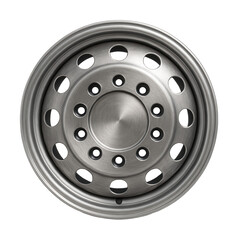 Brushed aluminum-style steel wheel rim featuring ten small circular holes.